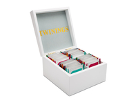 Twinings White Wooden Tea Box 4 Compartment - Filled