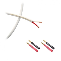 Fisual S-Flex White 2 x 2.5mm Speaker Cable w/Surefix Banana 1m
