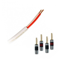 Fisual S-Flex White Speaker Cable w/QED Metal Airloc Banana 1m