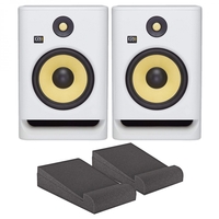 KRK ROKIT RP8 G4 Studio Monitors Pair with Isolation Pads White
