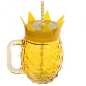 Pineapple Glass Jar and Straw