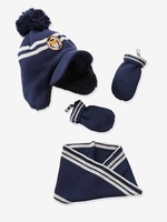 Beanie + Snood + Mittens Set for Baby Boys,  Oeko Tex® dark blue stripes