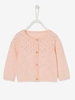 Cardigan in Openwork Knit,  for Baby Girls pink light solid