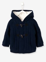 Cardigan with Hood,  Faux Fur Lining,  for Baby Boys blue dark solid