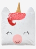 Cushion with Reversible Sequins,  Unicorn white light solid with design