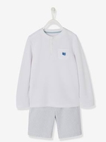 Grandad-Style Top + Bermuda Shorts + Belt Set for Boys white light striped