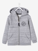 Hooded Jacket with Planet Motif on the Back for Boys grey light mixed color