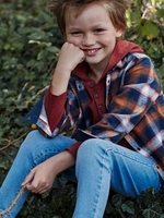 Hooded Top with Colorado Motif on the Back,  for Boys red medium solid with desig