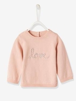 Jumper with Cord Appliqué for Baby Girls pink light solid with design