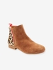 Leather Boots for Girls brown light solid with design