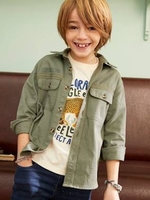Overshirt with Jeep Motif on the Back for Boys green medium solid with desig