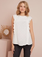Plumetis & Macramé Blouse for Maternity white light solid with design