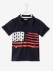 Polo Shirt for Boys,  Printed Motif blue dark solid with design