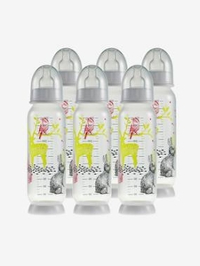 Set of Six 240 ml Feeding Bottles,  Bunny by BEABA animal motif