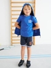 Sports Bermuda Shorts in Fleece with Bands & Fluorescent Details,  for Boys black dark solid with design
