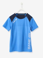 Sports T-Shirt for Boys,  in Techno Fabric black dark solid with design