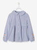 Striped Blouse for Girls blue dark striped