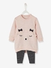 Striped Dress & Leggings Sports Set pink light solid with design