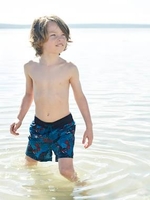 Swim Shorts for Boys,  Tropical Motif blue dark all over printed