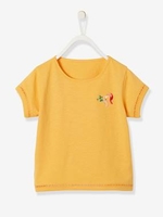 T-Shirt with Toucans Embroidered on the Chest,  for Girls orange medium solid