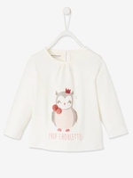 Top with Owls,  for Babies white light solid with design