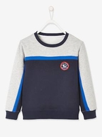Two-Tone Sweatshirt with Badge for Boys blue dark solid with design