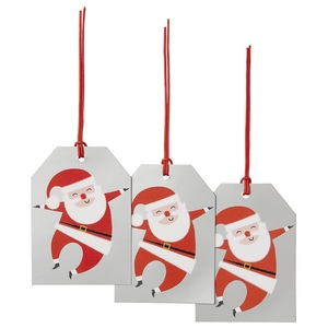 Dancing Santa foil Christmas gift tags - set of 5