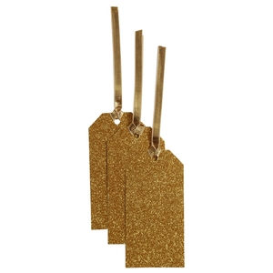 Gold glitter Christmas gift tags - set of 10