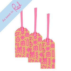 Kraft neon icons Christmas gift tags - set of 5