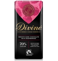 Divine 70% Dark Chocolate with Raspberries - 90g