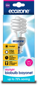 Ecozone Bayonet Cap Daylight Biobulb - 25 Watt - 100W Equivalent