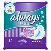 Always Ultra Long Plus with Wings Sanitary Towels Single 12PK
