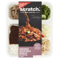 Scratch shredded Hoisin duck with noodles