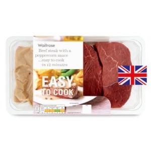 Waitrose Easy To Cook 2 British beef steaks with a peppercorn sauce