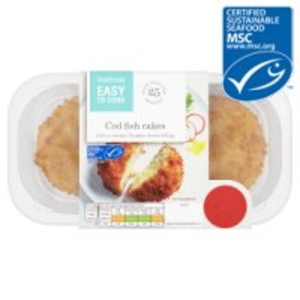 Waitrose Easy to Cook 2 cod fish cakes with cheddar & lemon