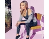Laura Whitmore - Influential Recycled Leggings Powder Pink Wave Print