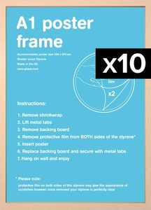 Flat MDF A1 Poster Frame Bundle x 10 Beech