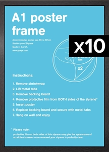 Flat MDF A1 Poster Frame Bundle x 10 Black