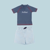 Personalised Blue Rash Vest and Swim Shorts Set