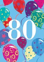 80 balloons eightieth age card