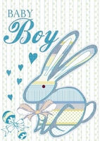Baby Boy Rabbit New Baby Card for Boys