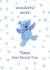 boy bear personalised new baby card