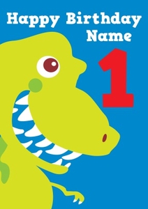 Dinosaur 1st First Birthday Card