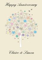 Floral Tree Personalised Anniversary Card