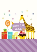 Giraffe 6 Birthday Card