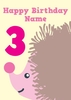 Hedgehog 3rd Third Birthday Card