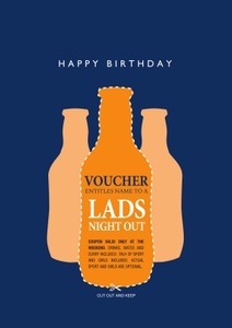 lads night voucher personalised birthday card