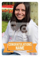 Orange Banner Photo Upload Congratulations Card