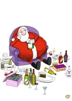 Post Binge Santa Funny Christmas card