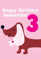 Sausage Dog 3rd Birthday Card